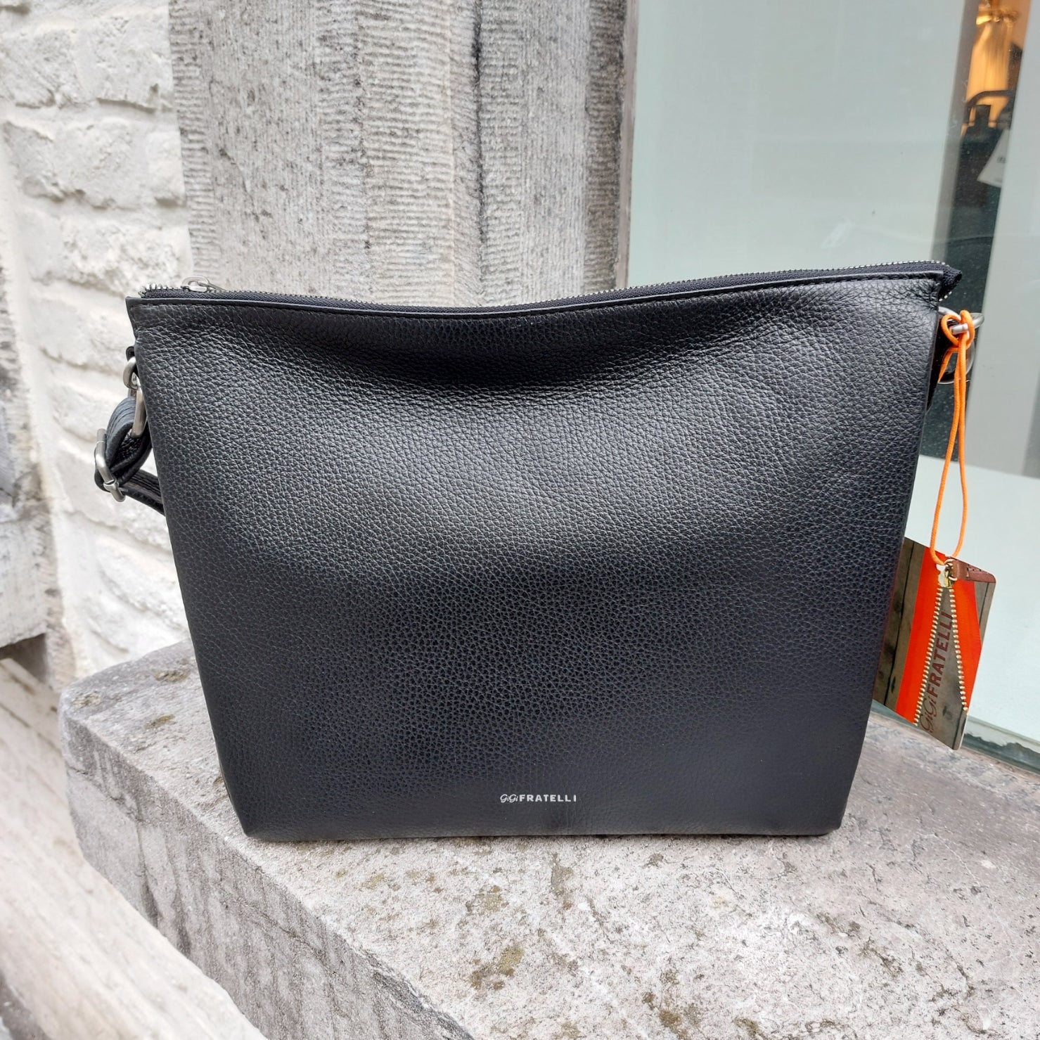 Crossbodytas leder ROM0177 zwart